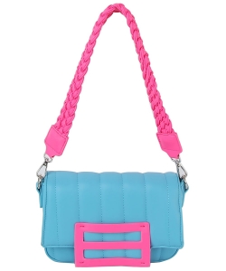 Candy Colorblock Flap Crossbody Bag LHU515-Z BLUE